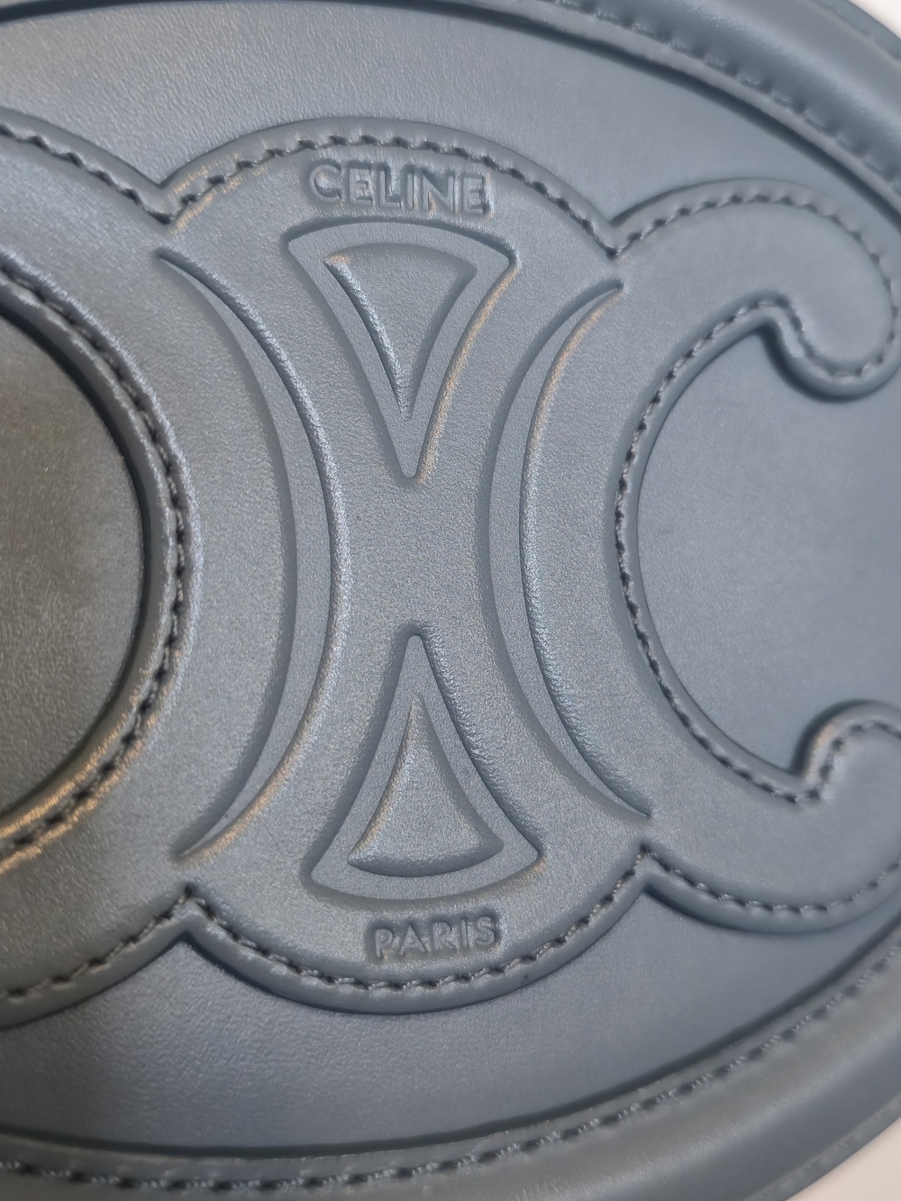 Celine Blue Triomphe Oval Leather Crossbody Bag - Picture 5 of 11